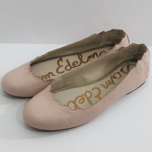 SAM EDELMAN Scalloped Edge Leather Ballet Flat